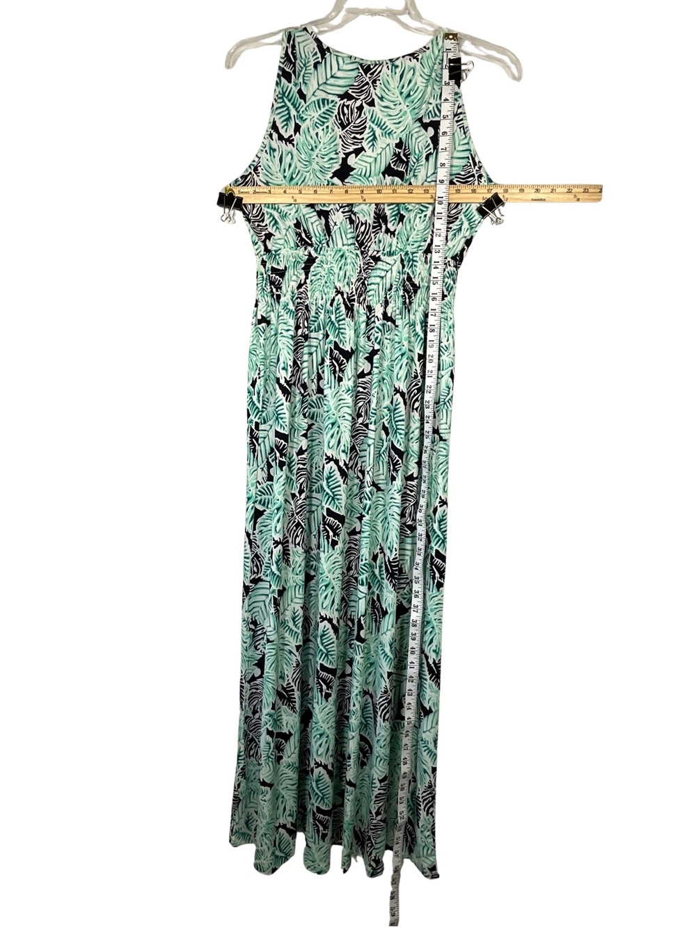 Kranda Dress Size XL Green Tropical Sleeveless Maxi Dress with V-Neck - Picture 4 of 7
